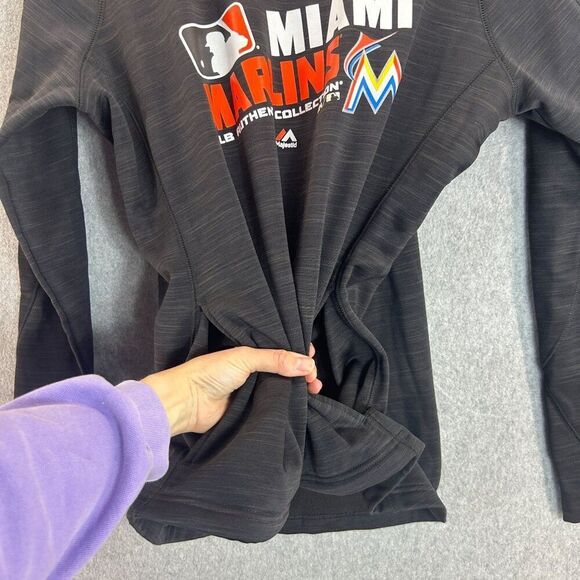 Women's Majestic Size XL MLB Miami Marlins Fleece Lined 1/4 Zip Sweater Pullover - Picture 5 of 11